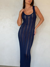 Load image into Gallery viewer, F/W 1993 Gianni Versace Runway Sheer Purple Knit Bodycon Dress
