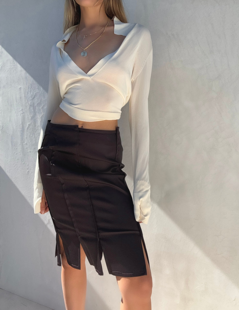 スカート GUCCI by TOM FORD Angora Blend Skirt 2004 Gucci Tom Ford Runway Silk Skirt – villa amour vintage