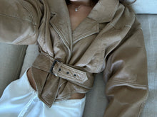 Load image into Gallery viewer, 1980s Tan Leather Cropped Jacket