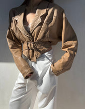 Load image into Gallery viewer, 1980s Tan Leather Cropped Jacket