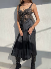 Load image into Gallery viewer, Vintage Black Lace Slip Dress