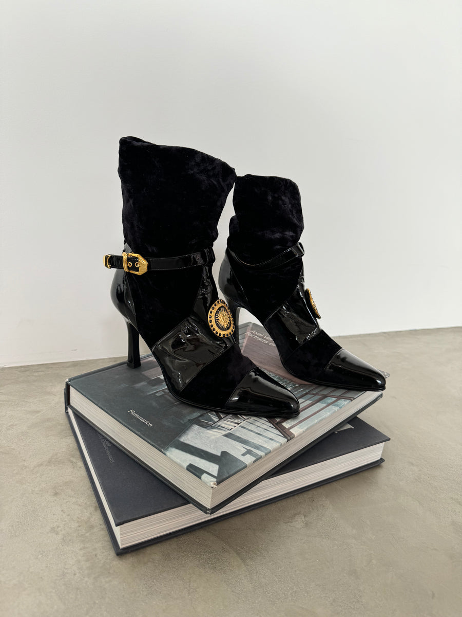 【GianniVersace】strapped square toe boots Gianni Versace strapped square toe boots GianniVersace】strapped