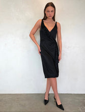 Load image into Gallery viewer, S/S 2004 Versace Black Wrap Ruffle Midi Dress