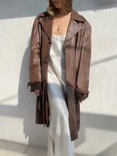 Load image into Gallery viewer, Vintage Brown Leather Trench