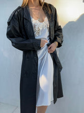 Load image into Gallery viewer, Vintage Black Leather Trench Coat
