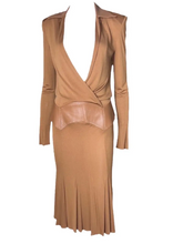 Load image into Gallery viewer, RARE Gianni Versace Couture 2001 Brown Leather Dress