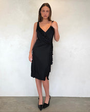 Load image into Gallery viewer, S/S 2004 Versace Black Wrap Ruffle Midi Dress
