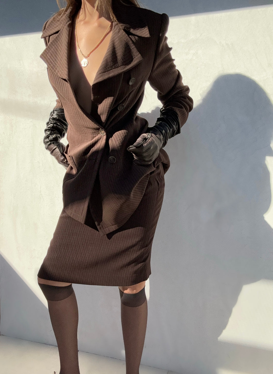 Gucci F/W 1995 Pinstripe Skirt Suit