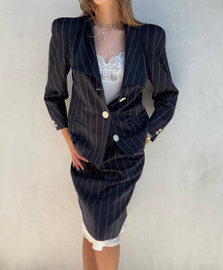1990s Valentino Pinstripe Skirt Suit