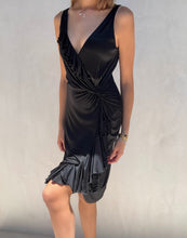 Load image into Gallery viewer, S/S 2004 Versace Black Wrap Ruffle Midi Dress
