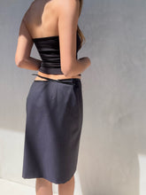 Load image into Gallery viewer, F/W 1997 Gucci by Tom Ford Runway G Logo Buckle Wrap Pinstripe Skirt
