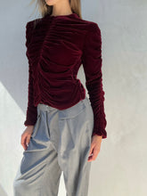 Load image into Gallery viewer, F/W 1999 Gucci Tom Ford Red Velvet Ruched Top
