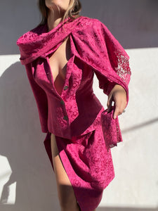 Archive F/W 1998 Christian Dior by John Galliano Floral Lace Skirt Suit