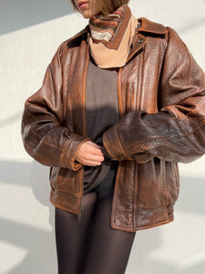 Vintage Distressed Brown Leather Jacket