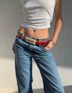 Vintage Croc Embossed Leather Belt