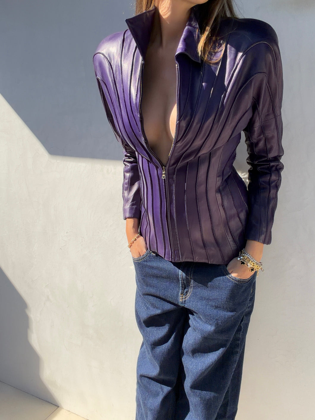RARE 1980s Claude Montana Structured Leather Jacket