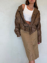 Load image into Gallery viewer, 1980s Brown Leather Belted Jacket
