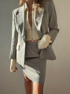 1990s Yves Saint Laurent Grey Skirt Suit