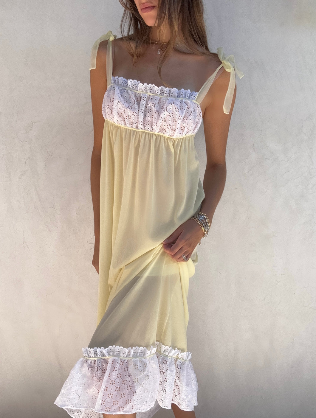 Vintage Milkmaid Yellow Dress