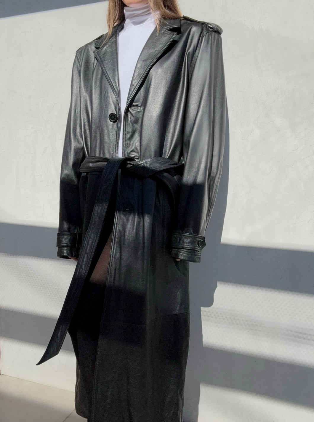 Vintage Wilsons Black Leather Trench