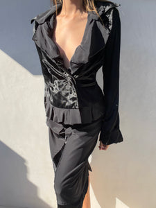 F/W 2002 Yves Saint Laurent by Tom Ford Black Ruffle Runway Set