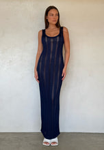 Load image into Gallery viewer, F/W 1993 Gianni Versace Runway Sheer Purple Knit Bodycon Dress
