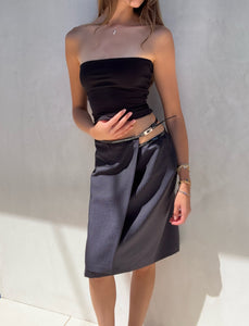 F/W 1997 Gucci by Tom Ford Runway G Logo Buckle Wrap Pinstripe Skirt