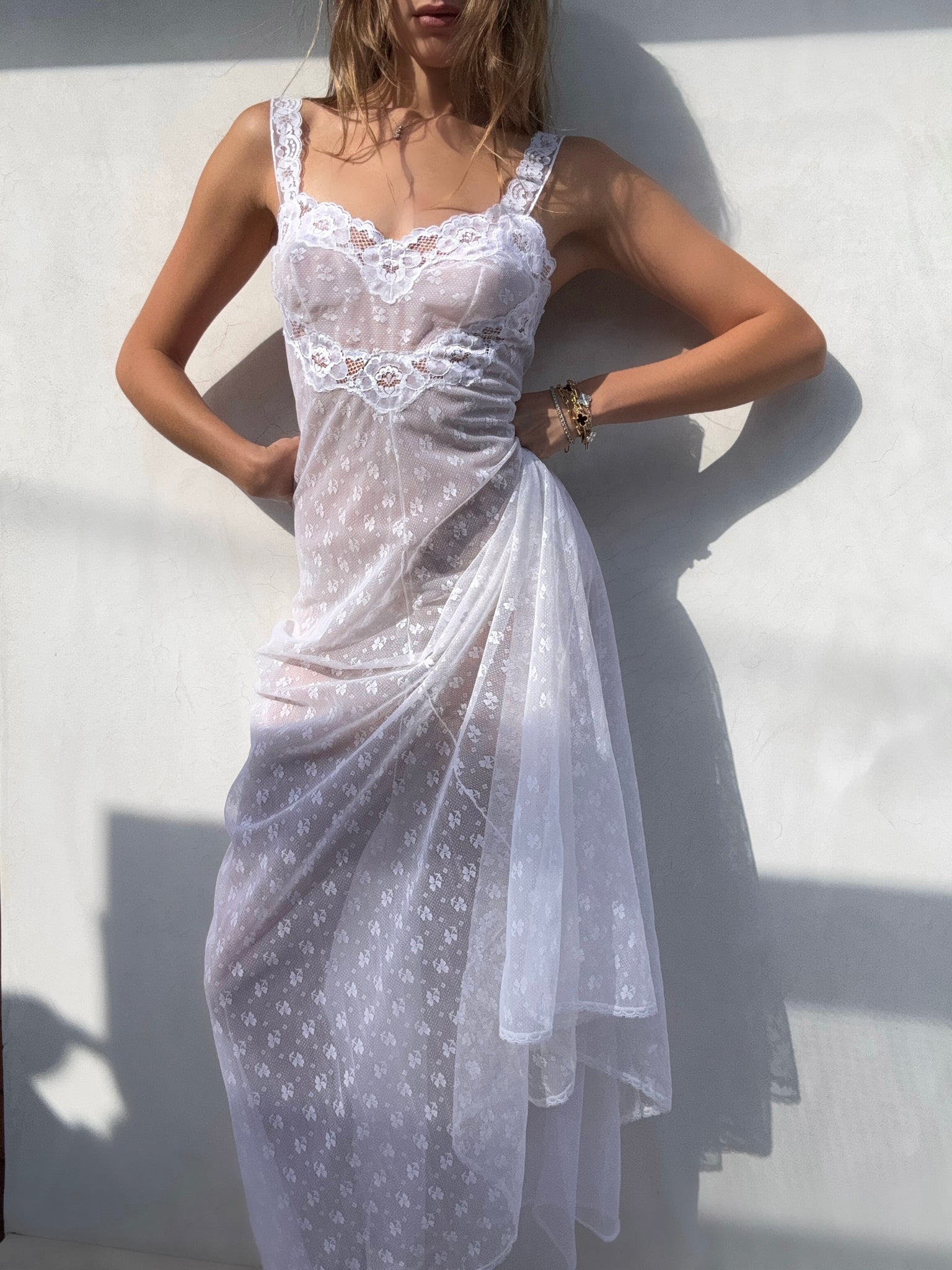 Vintage Sheer Lace Slip Dress villa amour vintage Vintage Sheer Lace Slip Dress villa amour vintage