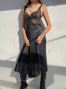 Vintage Black Lace Slip Dress