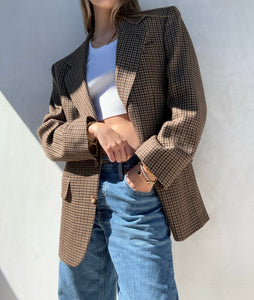 Vintage Brown Plaid Boxy Blazer