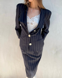 1990s Valentino Pinstripe Skirt Suit