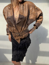 Load image into Gallery viewer, 1980s Brown Leather Belted Jacket
