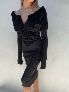 Vintage Gucci Fur Knit Long Sleeve Sheath Dress