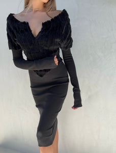 Vintage Gucci Fur Knit Long Sleeve Sheath Dress