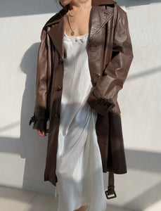 Vintage Brown Leather Trench