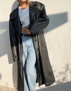 Vintage Floor Length Leather Trench Coat