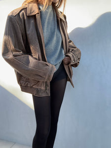 Vintage Distressed Brown Leather Jacket