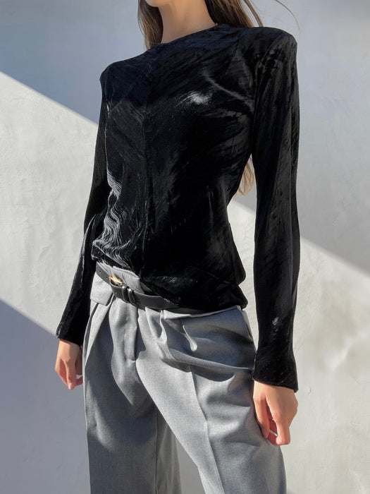 FW 1994 Yves Saint Laurent Black Velvet Blouse