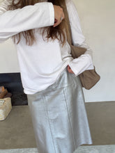 Load image into Gallery viewer, F/W 1999 Chanel Metallic Silver Leather Midi Skirt
