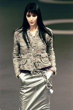 Load image into Gallery viewer, F/W 1999 Chanel Metallic Silver Leather Midi Skirt
