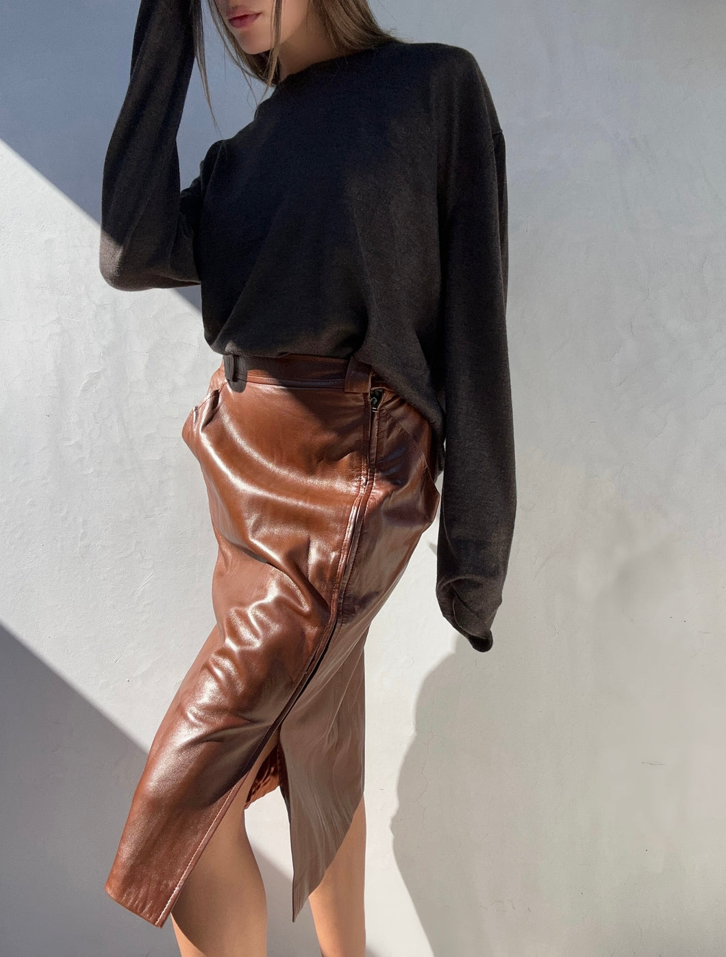 1990s Yves Saint Laurent Leather Skirt