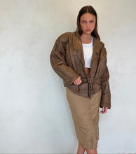 Load image into Gallery viewer, 1980s Brown Leather Belted Jacket
