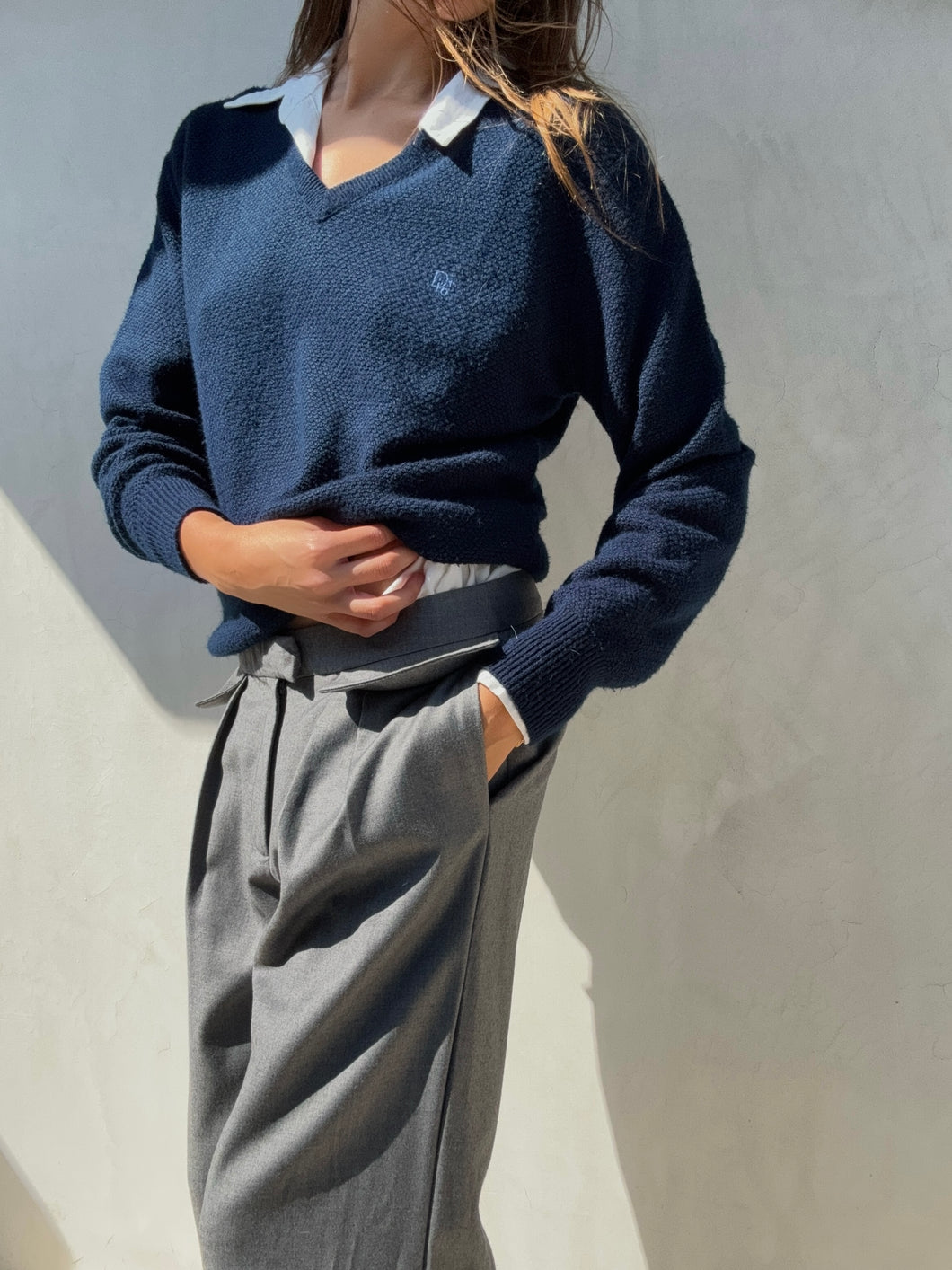 Vintage Christian Dior Blue Knit Sweater