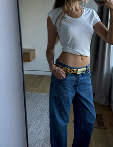 Vintage Croc Embossed Leather belt