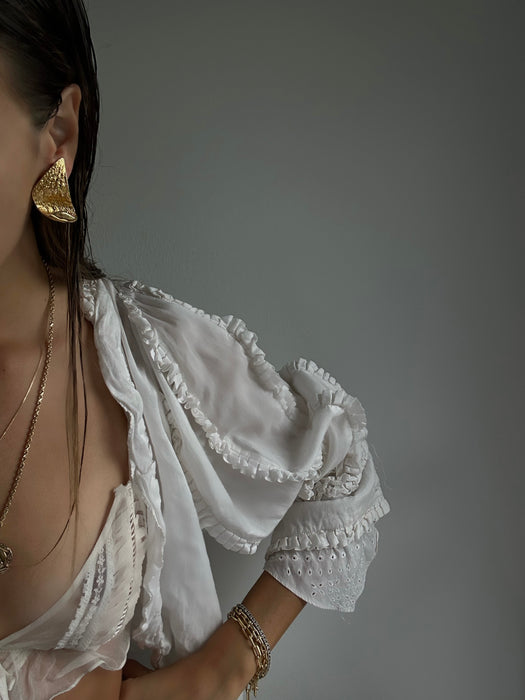 Vintage 1980s Gold Leaf Earrings