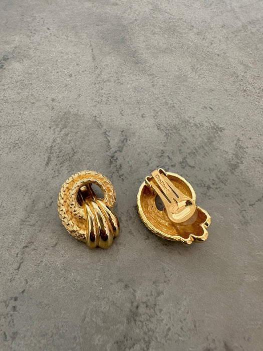 Vintage Christian Dior Weave Knot Shell Earrings
