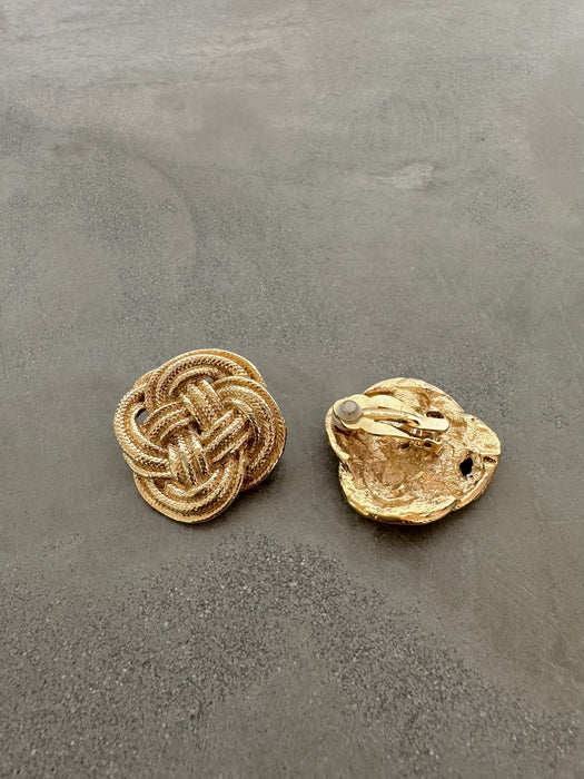 1980s Givenchy Oversized Knot Textured Earrings