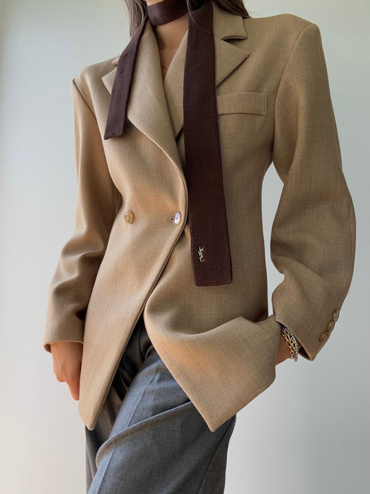 1980s Yves Saint Laurent Brown Skinny Scarf
