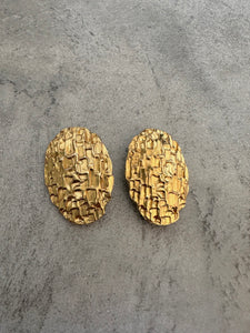 Vintage Yves Saint Laurent Textured Oval Earrings