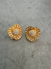 Load image into Gallery viewer, Vintage 90s Floral Gold Crystal Earrings

